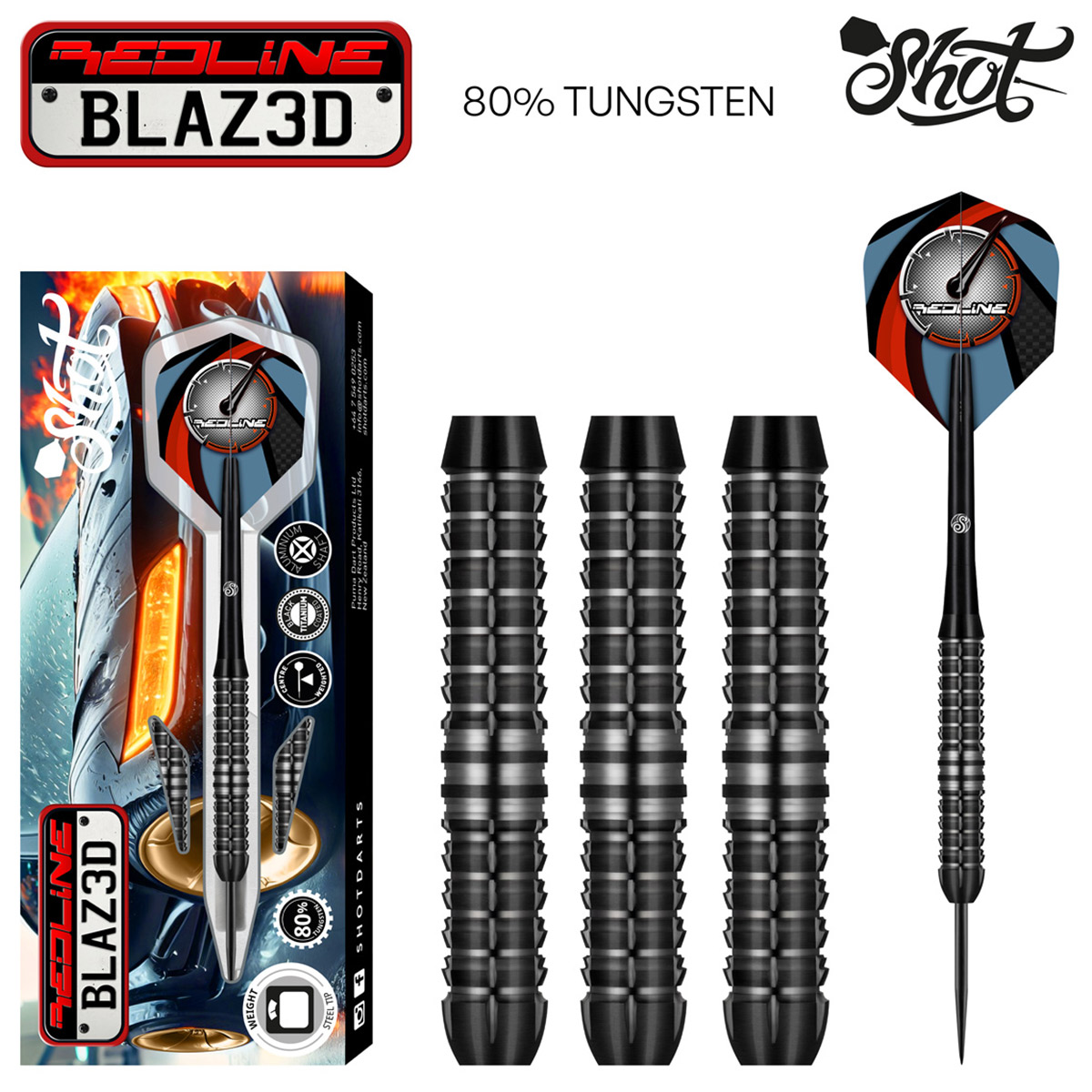 Redline BLAZ3D Steel Tip Dart Set-80% Tungsten
