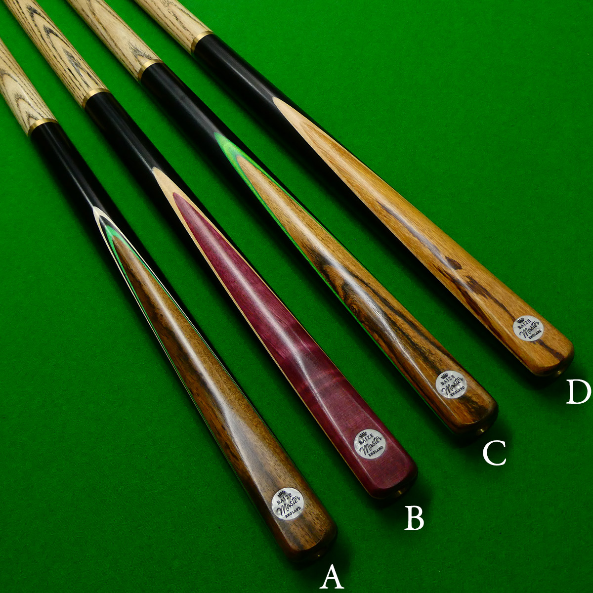 3/4 Baize Master Crown Snooker cue A-D
