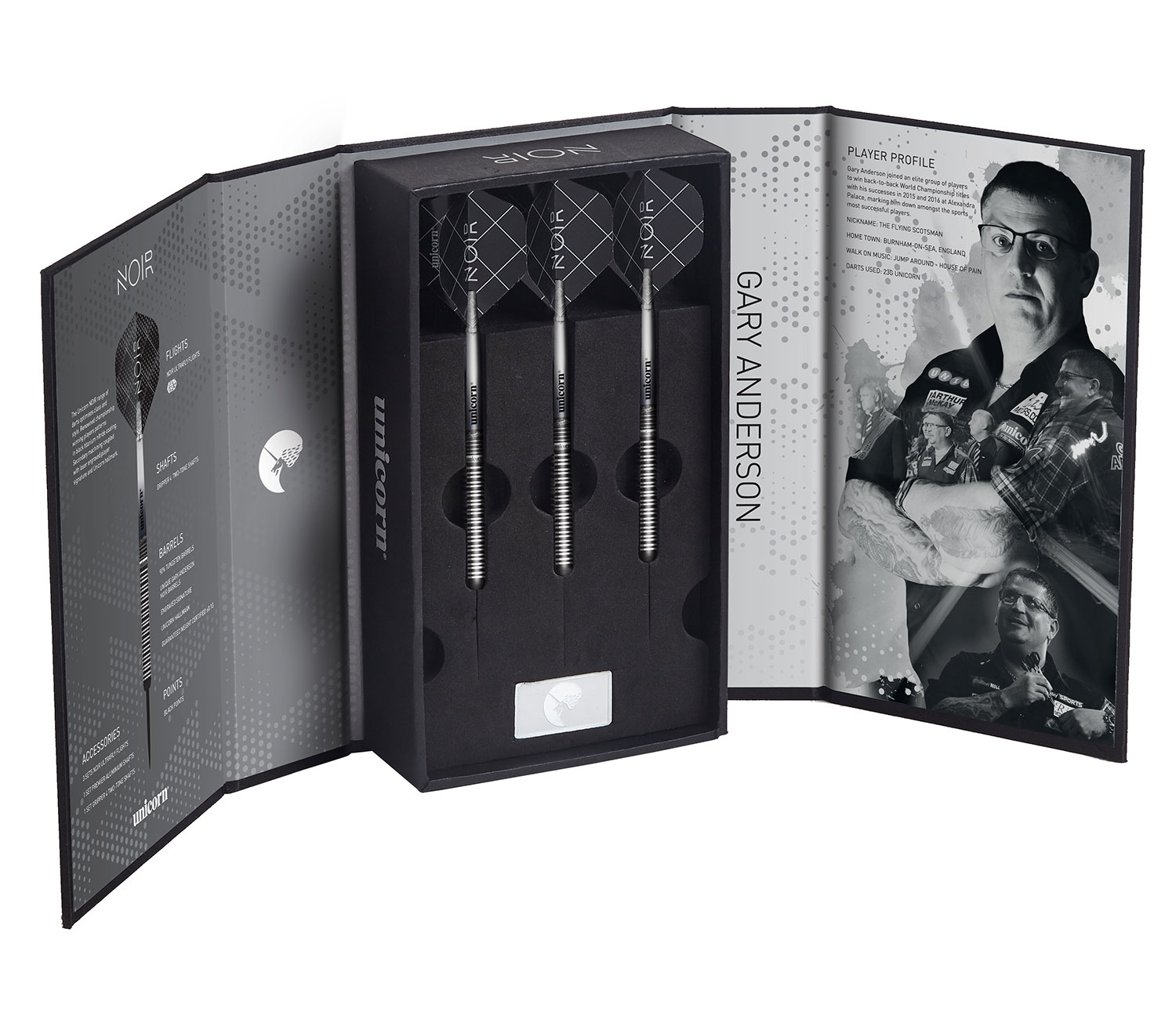 GARY ANDERSON WORLD CHAMPION NOIR DELUXE DARTS SET