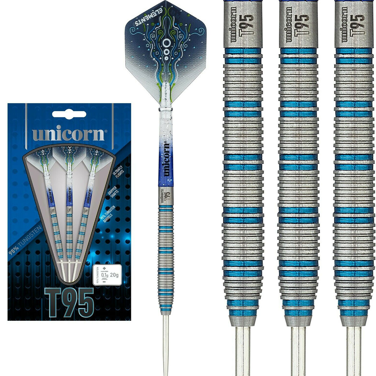 T95 CORE XL BLUE TYPE 1 - 95% TUNGSTEN STEEL TIP DARTS