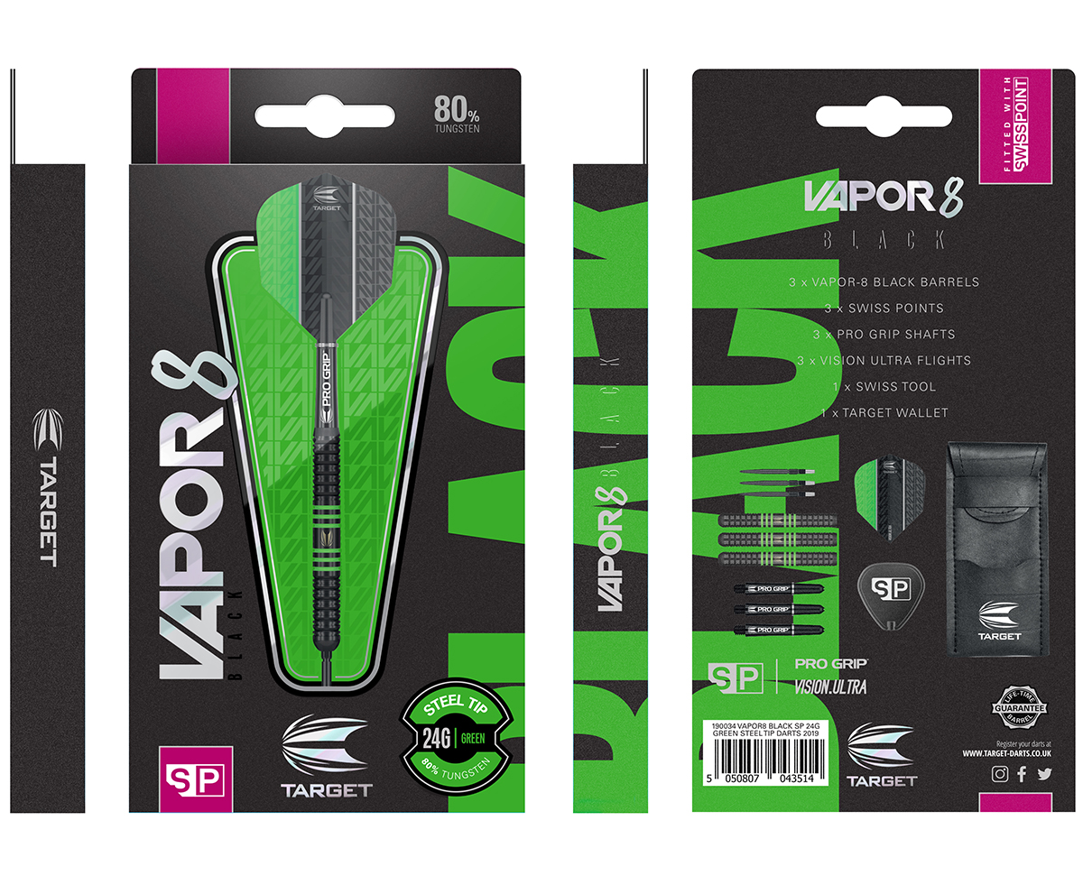 Target Darts Vapor8 80% Tungsten Darts Black/Green