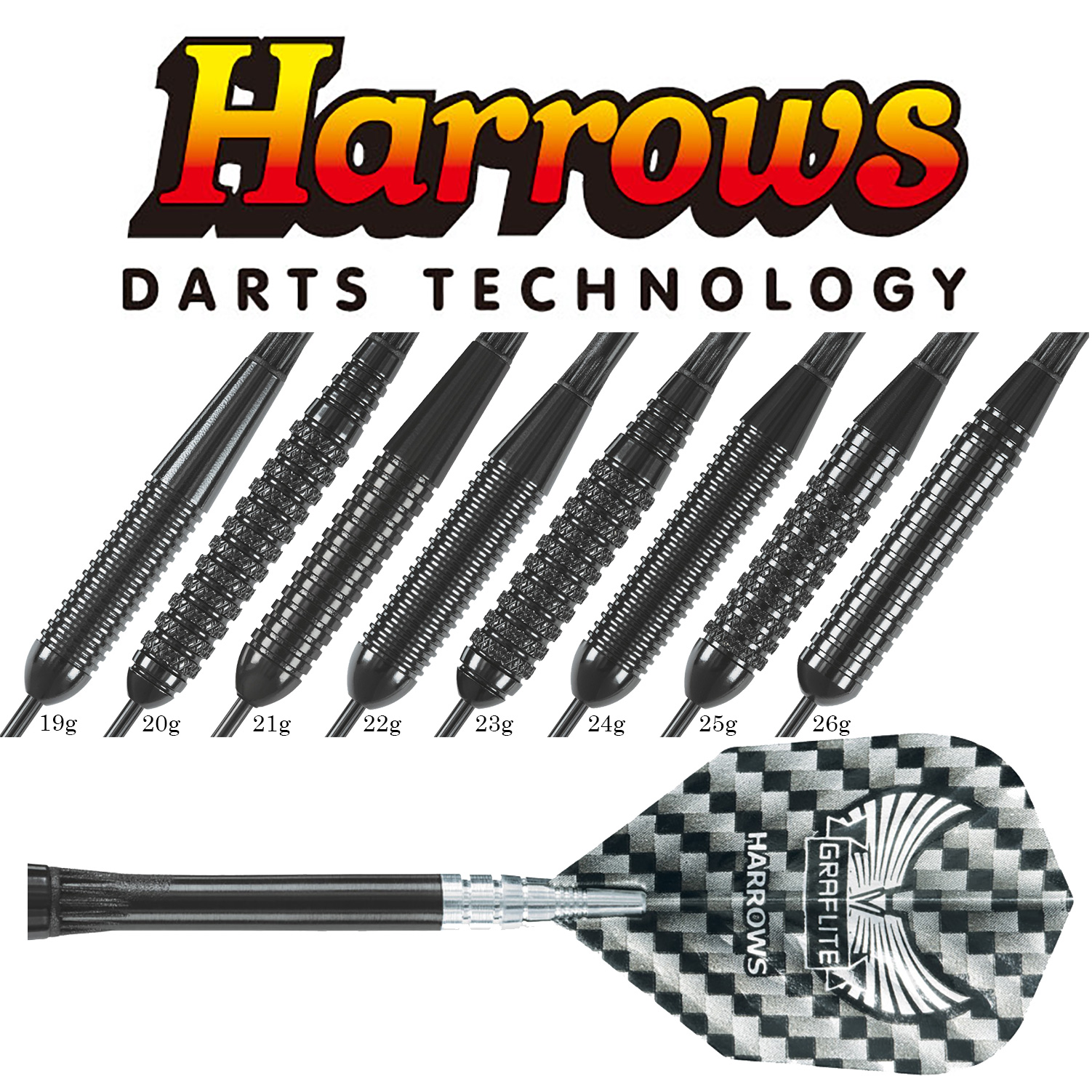 Plume fléchettes de dard Harrows Optix noire