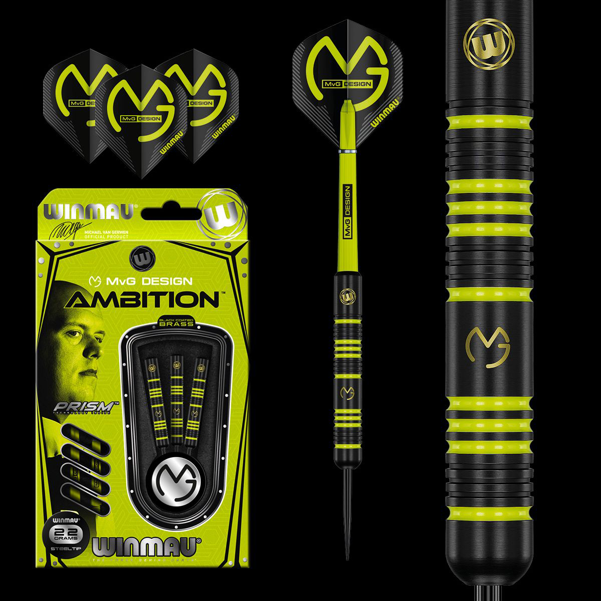 Michael van Gerwen MvG Ambition Black Coated Brass Darts