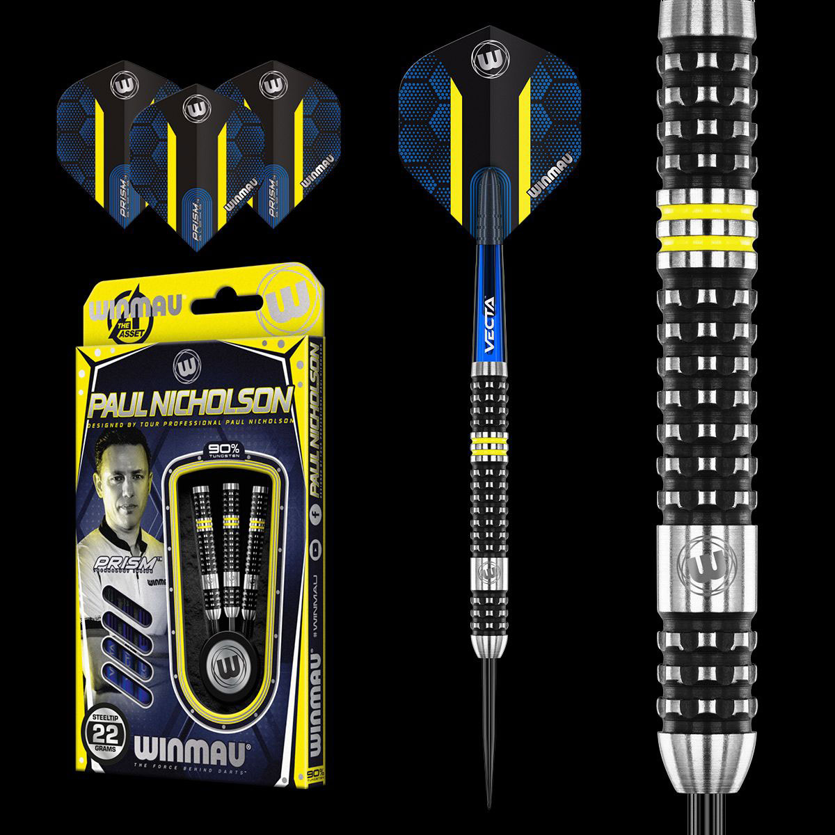 Paul Nicholson 90% Tungsten darts 22g
