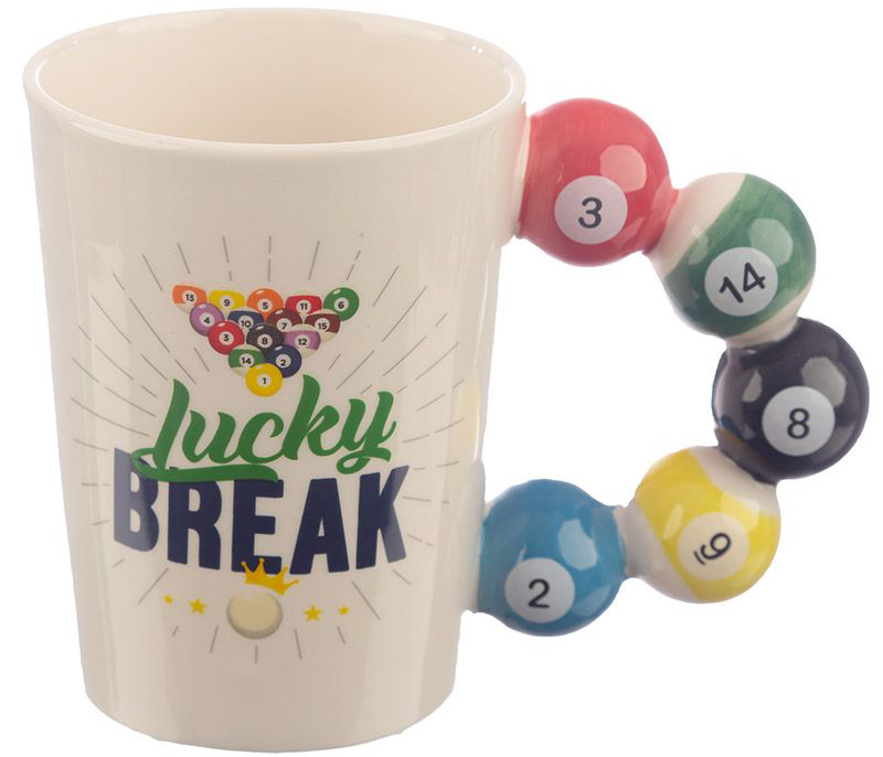 Lucky Break Pool Balls Shaped Handle Ceramic Mug