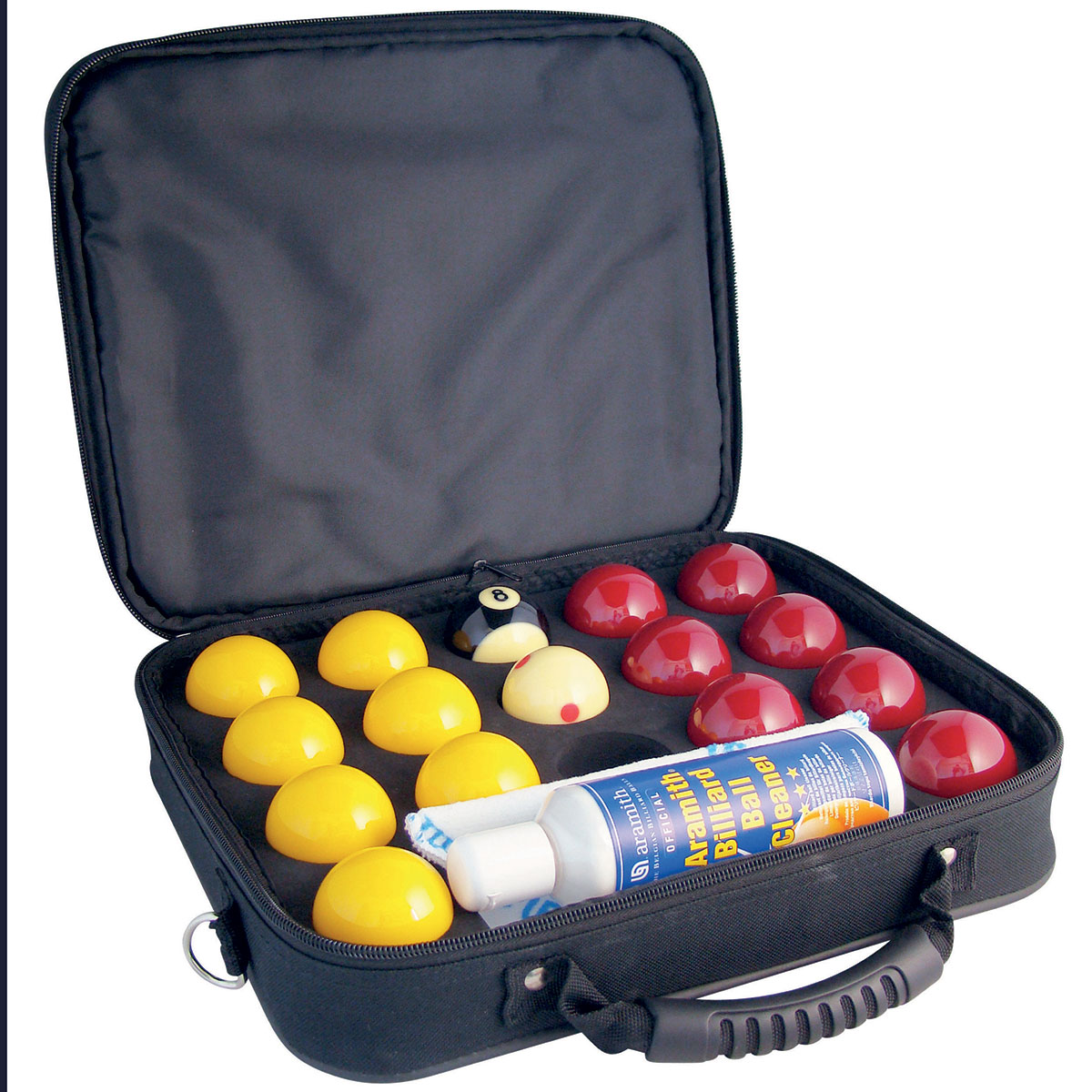 Super Aramith Pro cup pool balls & Carry case + Cleaner & Cloth