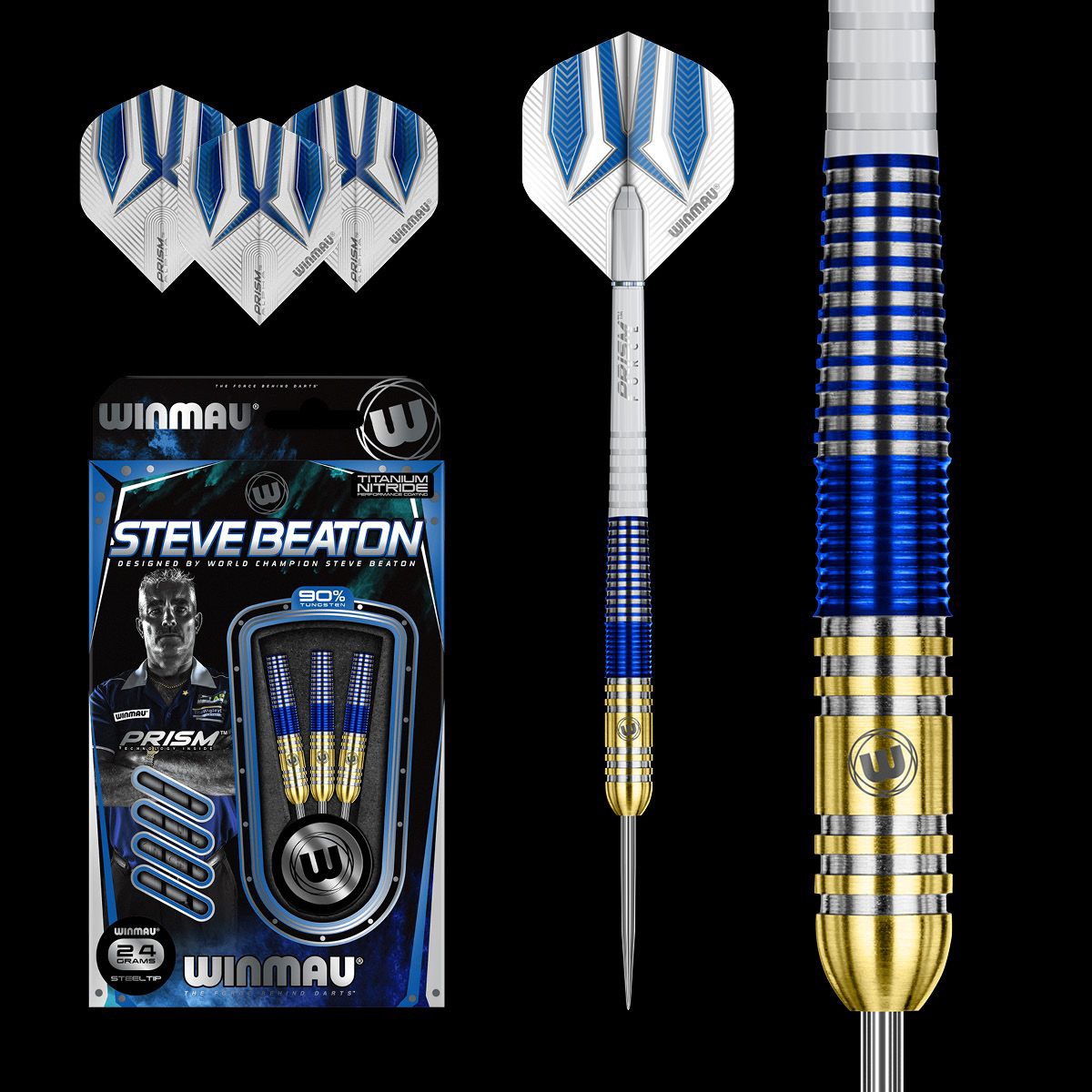Steve Beaton 90% Tungsten darts - Titanium Nitride coating
