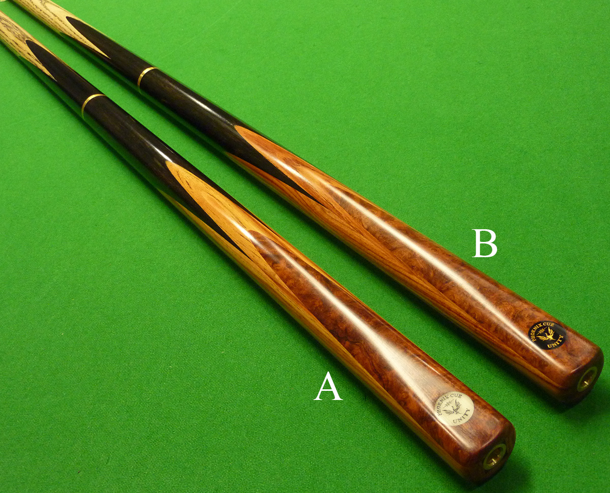 3/4 Unity 52 Hand spliced cue (9 splices) Tulip & Amboyna.