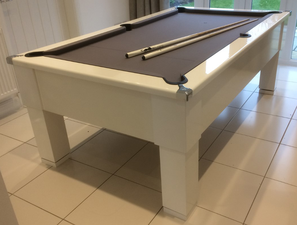 Square Leg - Slate Bed Pool Table - Gloss White